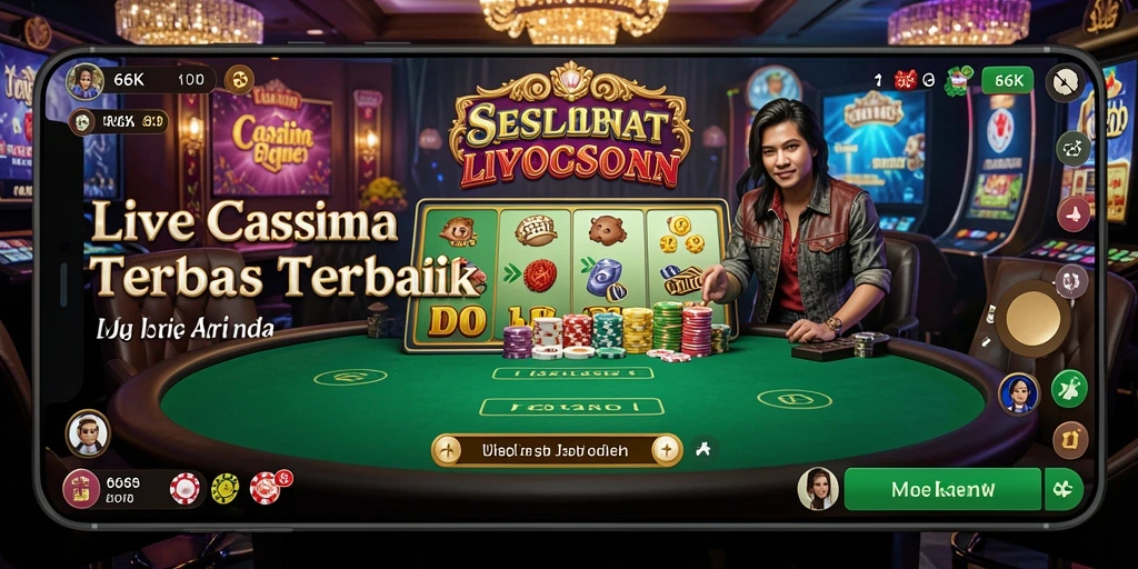 Gameplay 66K menampilkan dealer langsung dan suasana kasino yang nyata.