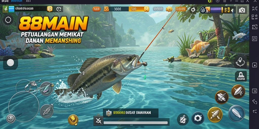 Gameplay 88MAIN menampilkan pengalaman memancing yang seru dan mendalam.