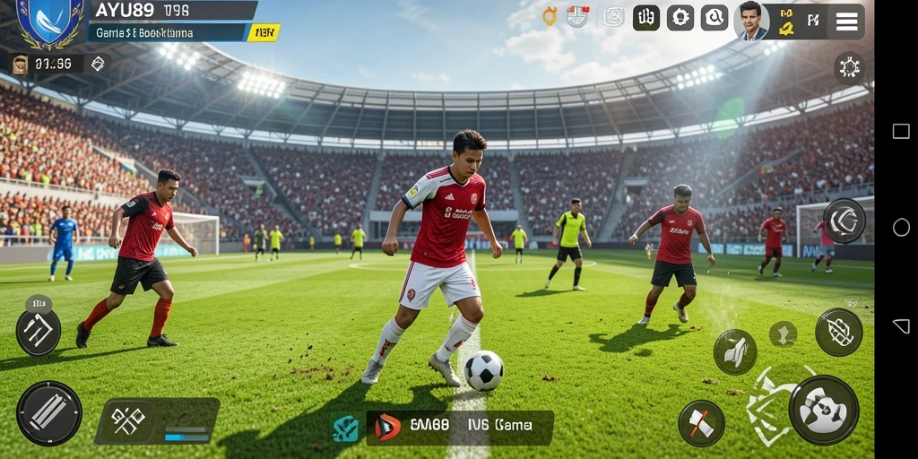 Tampilan gameplay AYU89 yang penuh aksi dan strategi sepak bola.