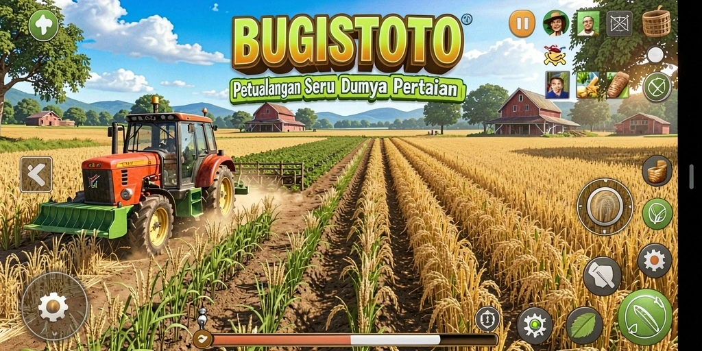 Tangkapan layar dari permainan BUGISTOTO menampilkan aktivitas pertanian yang menarik.