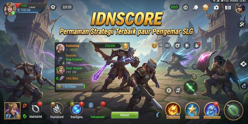 Tangkapan layar gameplay IDNSCORE dengan aksi pertempuran strategis.
