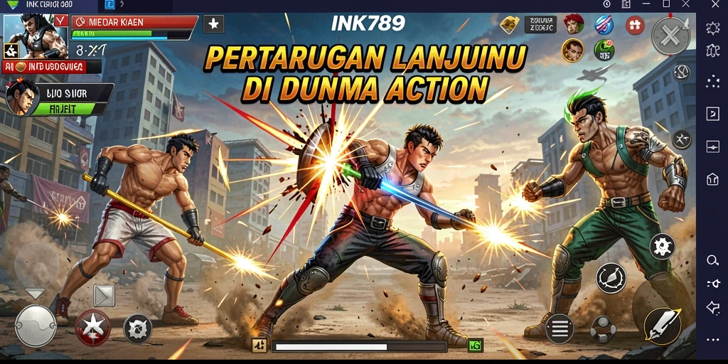 Tampilan mendebarkan dari gameplay INK789 yang penuh aksi.
