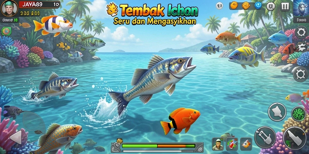 Screenshot gameplay JAYA89 menunjukkan aksi seru Tembak Ikan.