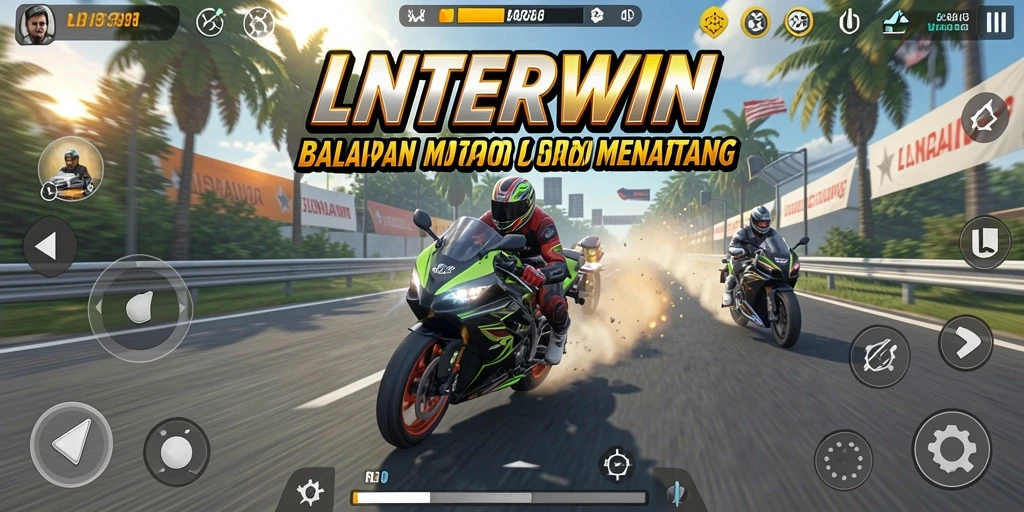 Gameplay seru LNTERWIN dengan balapan motor yang mendebarkan.