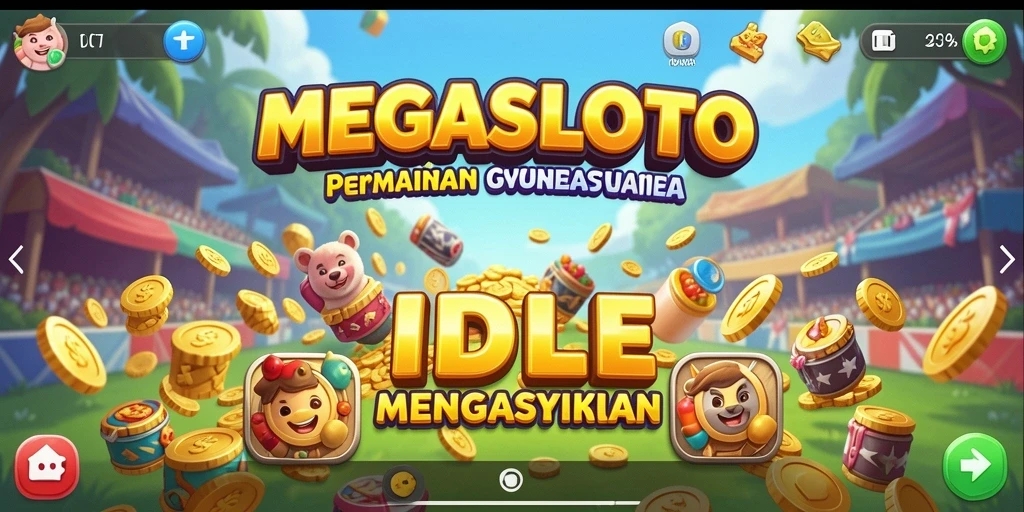 Tampilan gameplay MEGASLOTO dengan elemen Idle yang menarik.