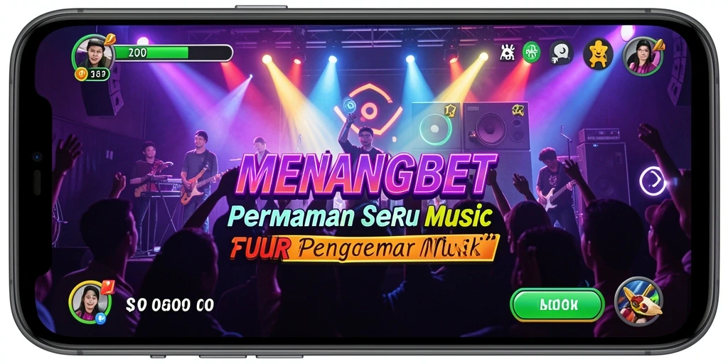 Tampilan gameplay seru dengan berbagai pilihan lagu musik.