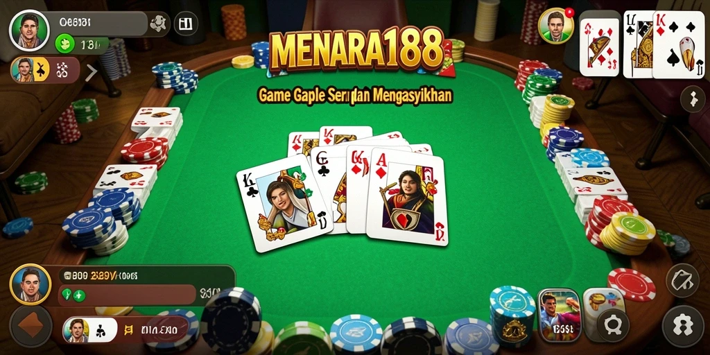 Tampilan seru game Gaple dengan pemain yang bersemangat.