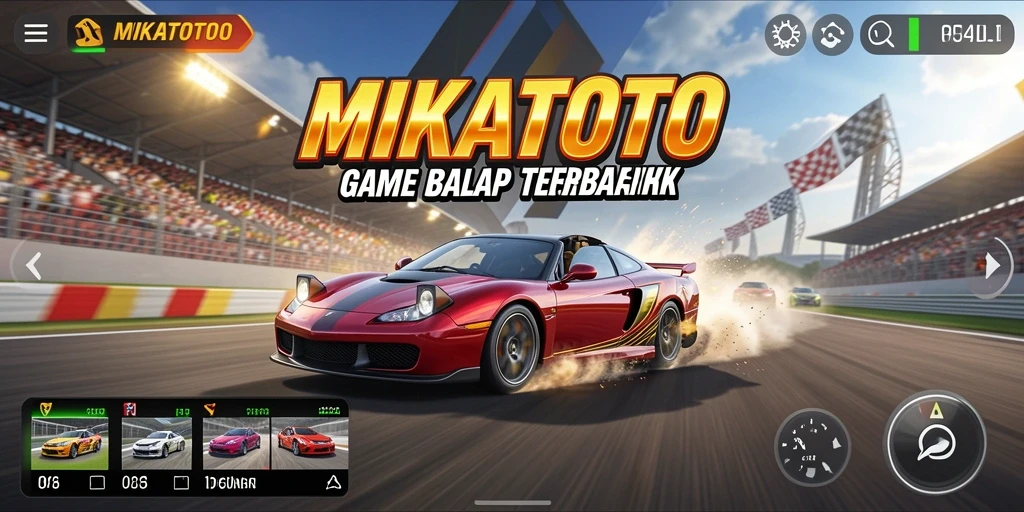Tampilan gameplay seru dari MIKATOTO di lintasan balap.