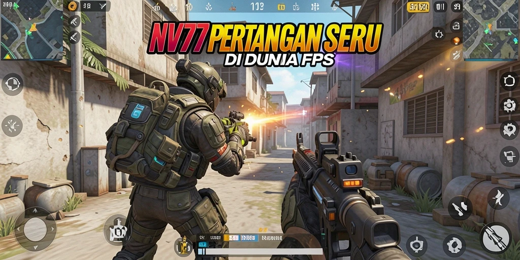 Screenshot gameplay NV77 menunjukkan aksi menembak yang mendebarkan.