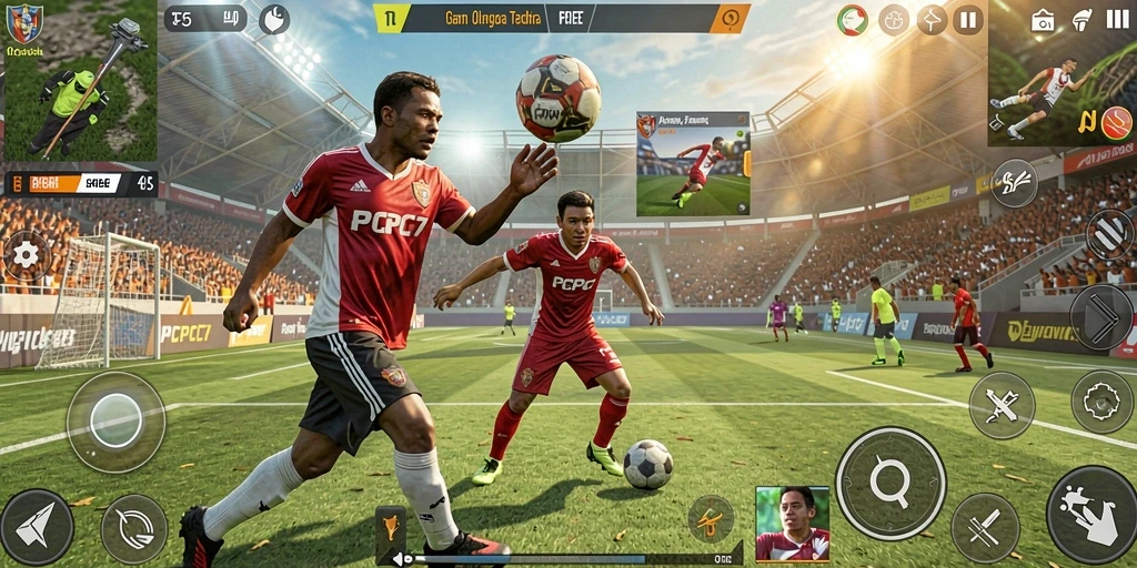 Tangkapan layar PCPC7 menampilkan aksi seru dalam game olahraga.