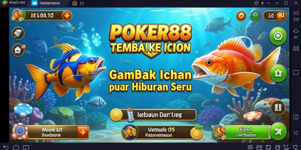 Tampilan gameplay POKER88 dengan aksi menangkap ikan yang seru.