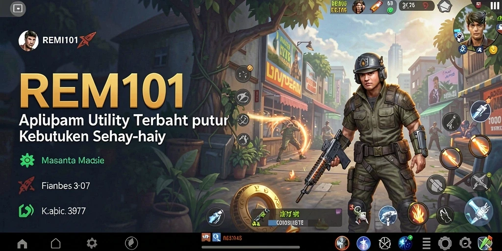Screenshot utama REMI101 menunjukkan tampilan antarmuka pengguna yang sederhana dan menarik.