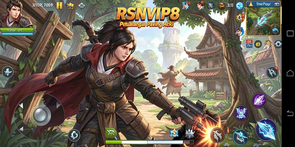 Screenshot gameplay RSNVIP8 menampilkan aksi pertempuran yang mendebarkan.